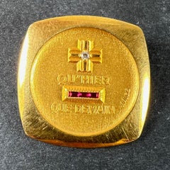 Augis French Plus Qu’Hier Ruby Diamond 18K Yellow Gold Love Charm Pendant
