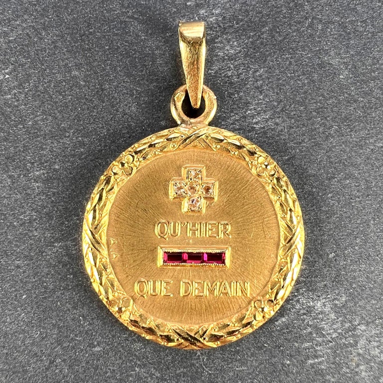 Augis French Plus Qu’hier Ruby Diamond 18K Yellow Gold Love Charm ...