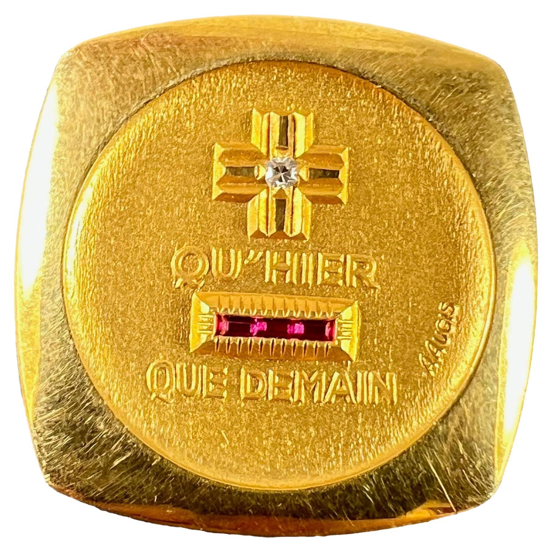 A. Augis Ciondolo d
amore con diamante e rubino in oro giallo 18 carati