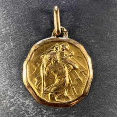 Augis French Saint Christopher 18k Yellow Gold Charm Pendant