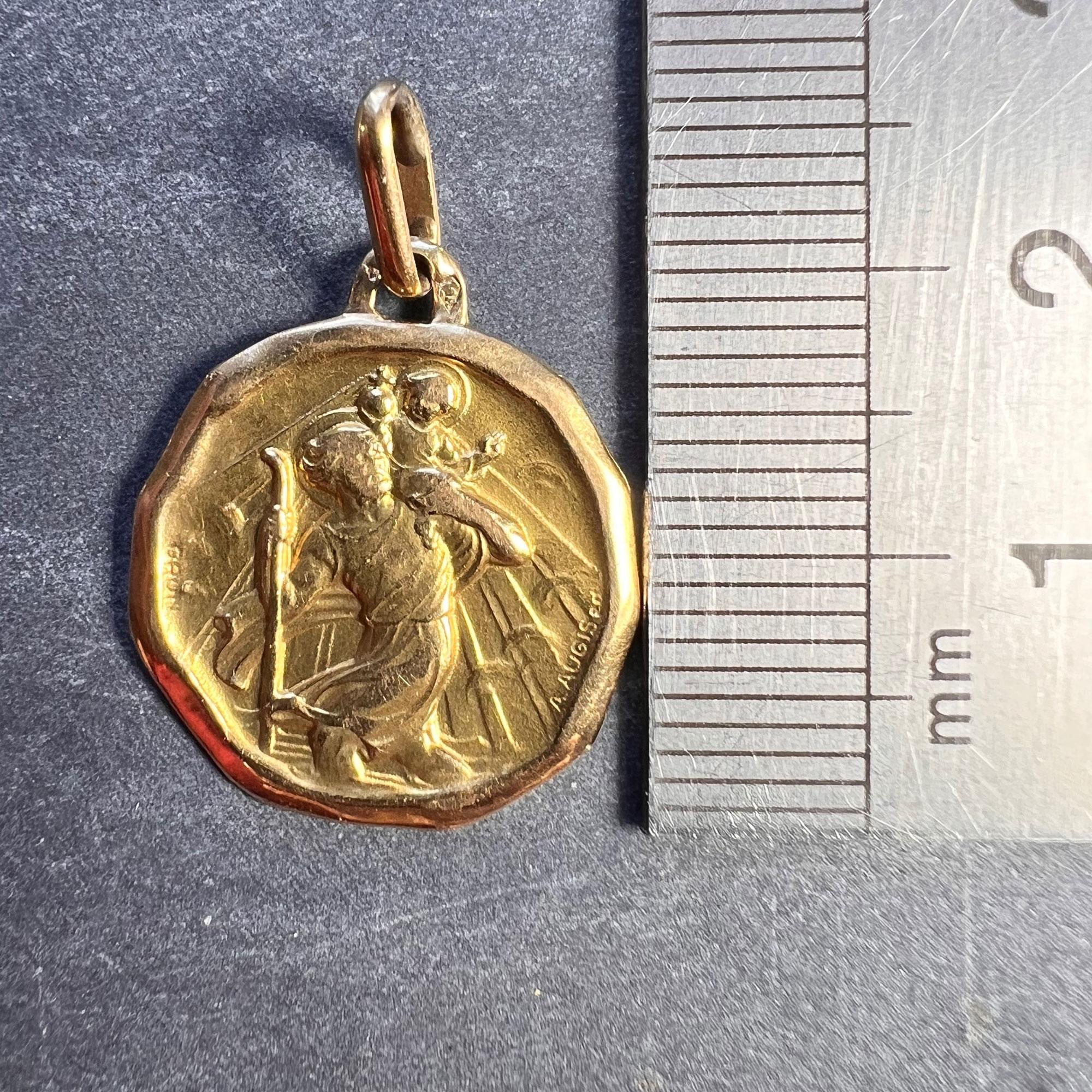 Augis French Saint Christopher 18k Yellow Gold Charm Pendant 5