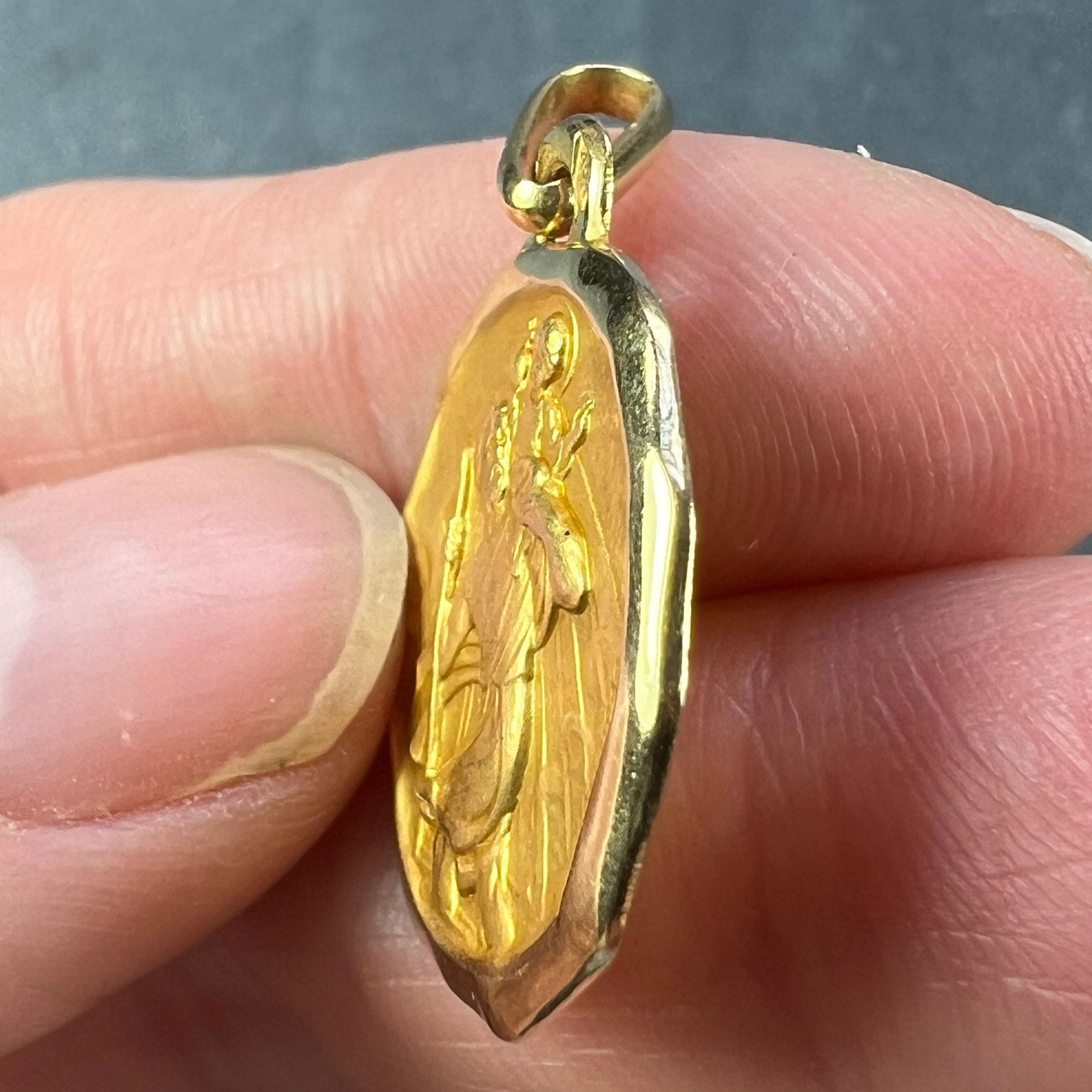 Augis Grun French Saint Christopher 18K Yellow Gold Charm Pendant For Sale 3