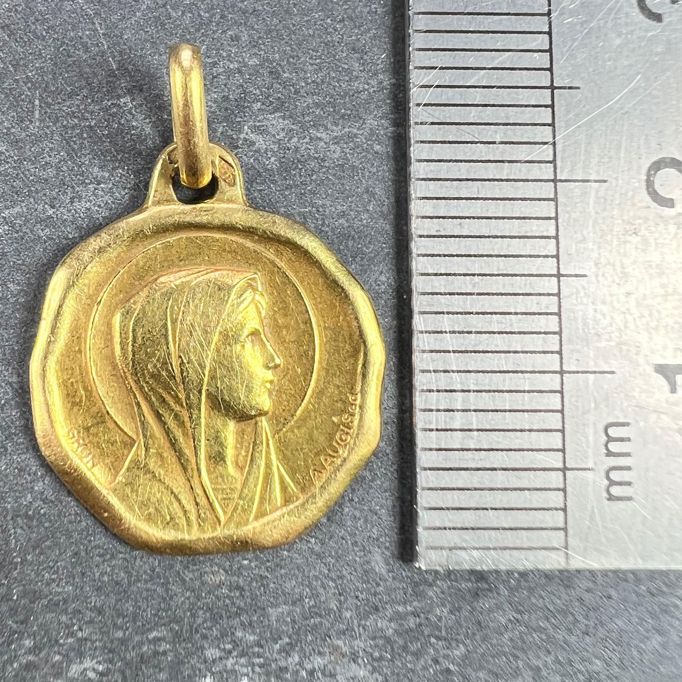 Augis Grun French Virgin Mary 18K Yellow Gold Charm Pendant For Sale 6