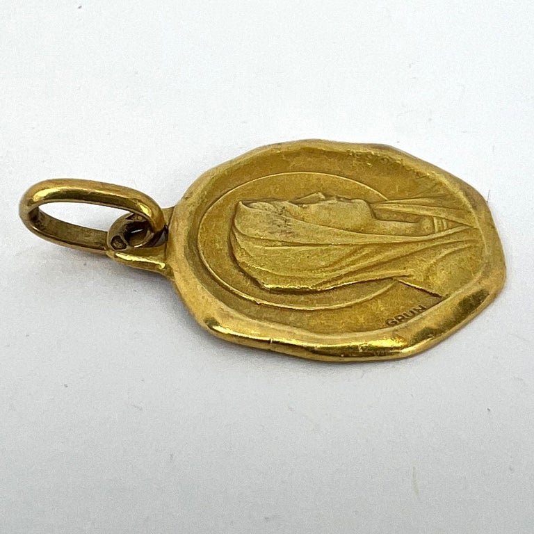 Médaille Pendentif AUGIS Vierge Priante En Or 18 Carats - Années 1950 - Occasion