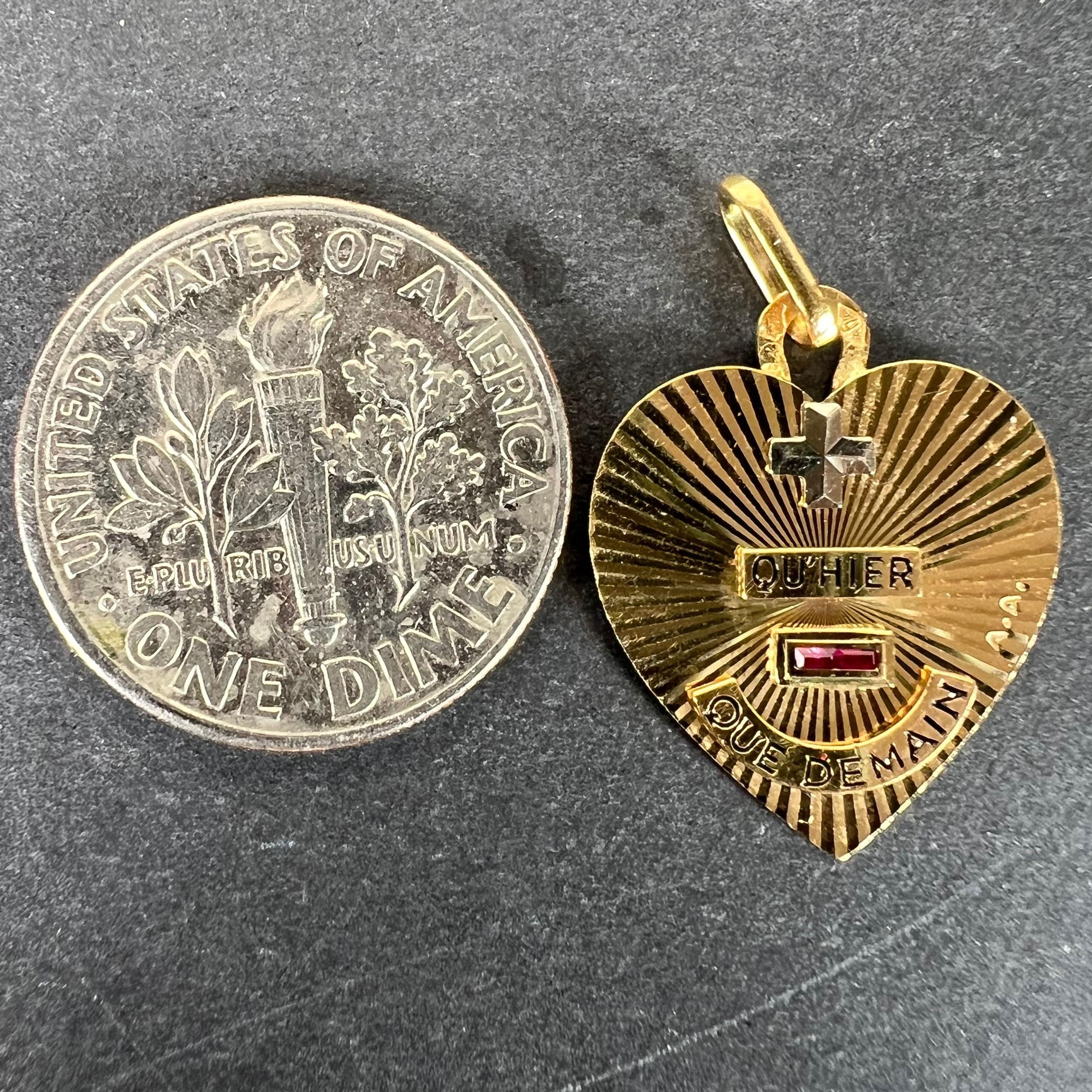 A Augis More Than Yesterday Heart Pendentif en or blanc jaune 18K Rubis Love en vente 5