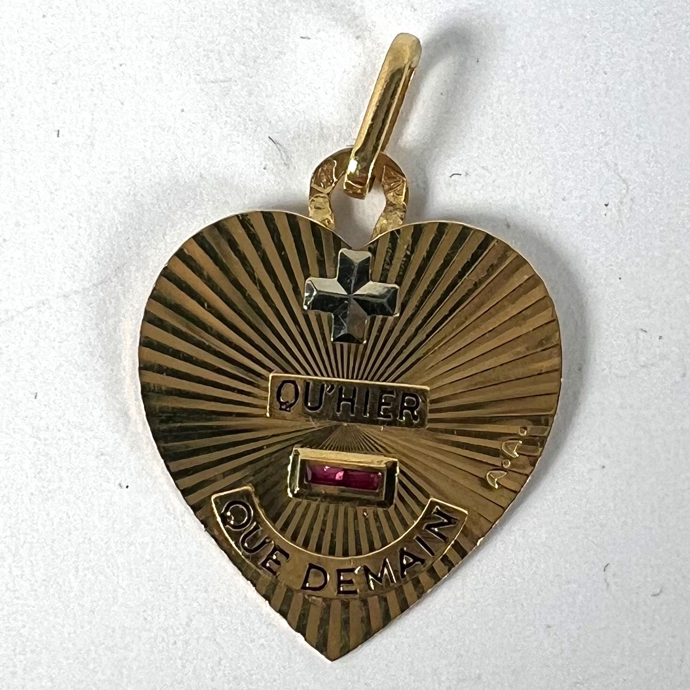 A Augis More Than Yesterday Heart Pendentif en or blanc jaune 18K Rubis Love en vente 6