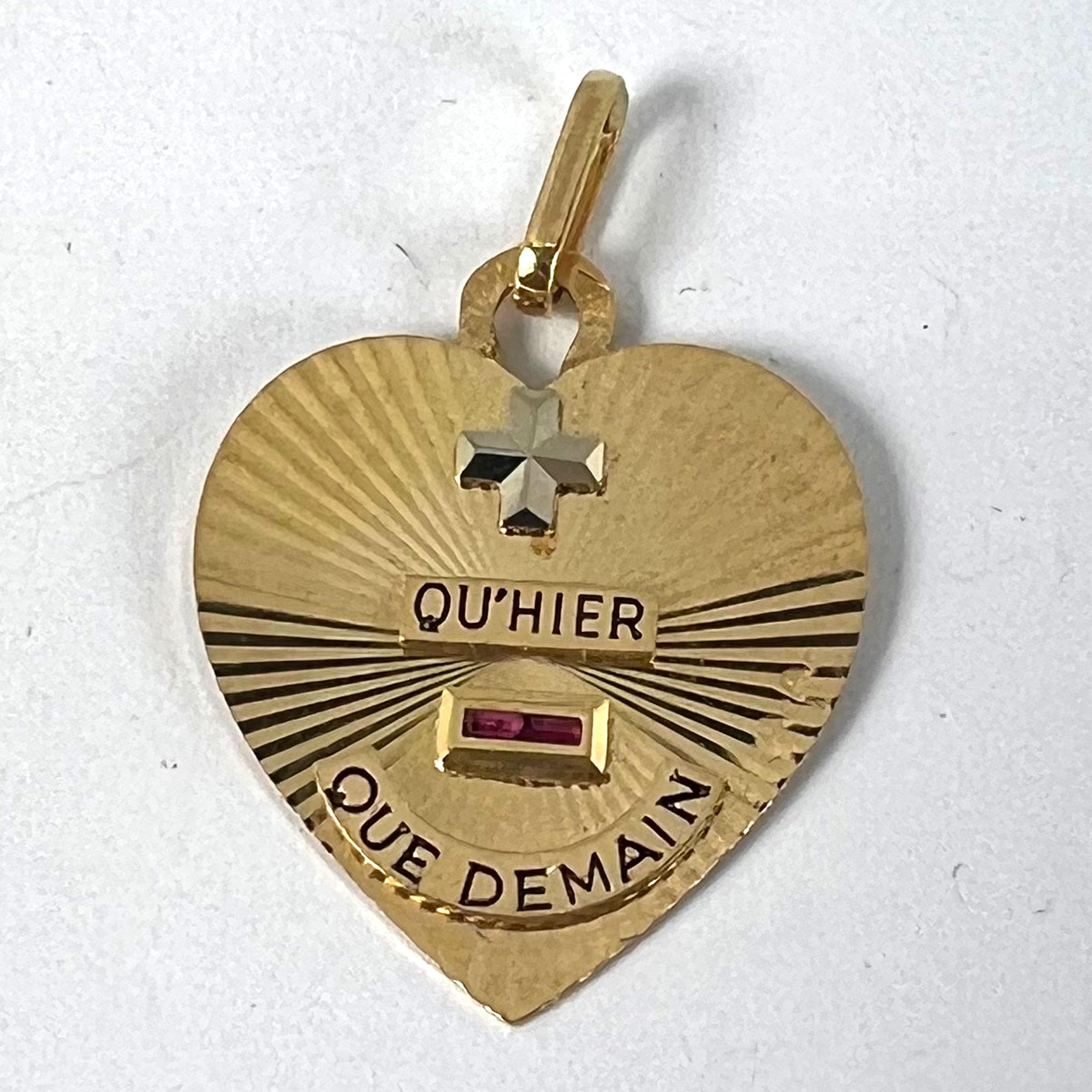 A Augis More Than Yesterday Heart Pendentif en or blanc jaune 18K Rubis Love en vente 7