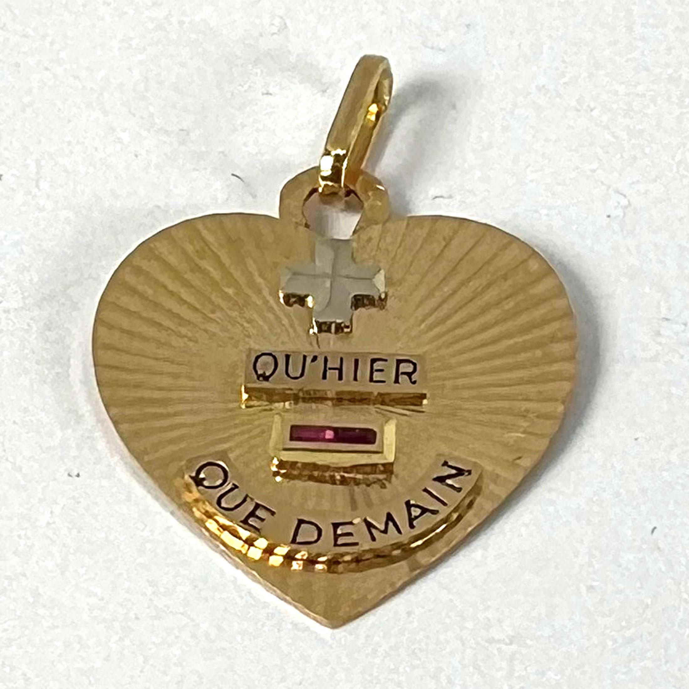 A Augis More Than Yesterday Heart Pendentif en or blanc jaune 18K Rubis Love en vente 8