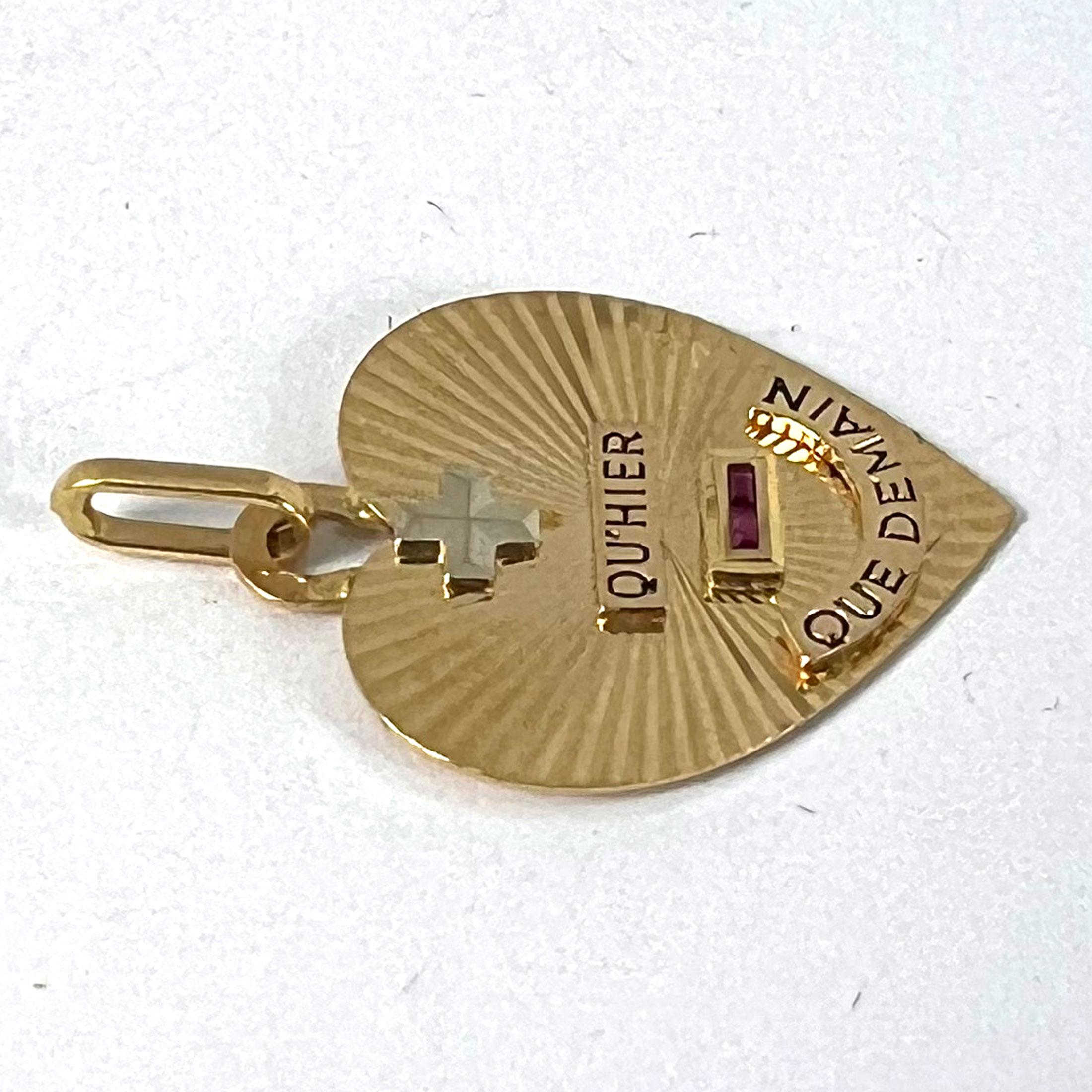 A Augis More Than Yesterday Heart Pendentif en or blanc jaune 18K Rubis Love en vente 9