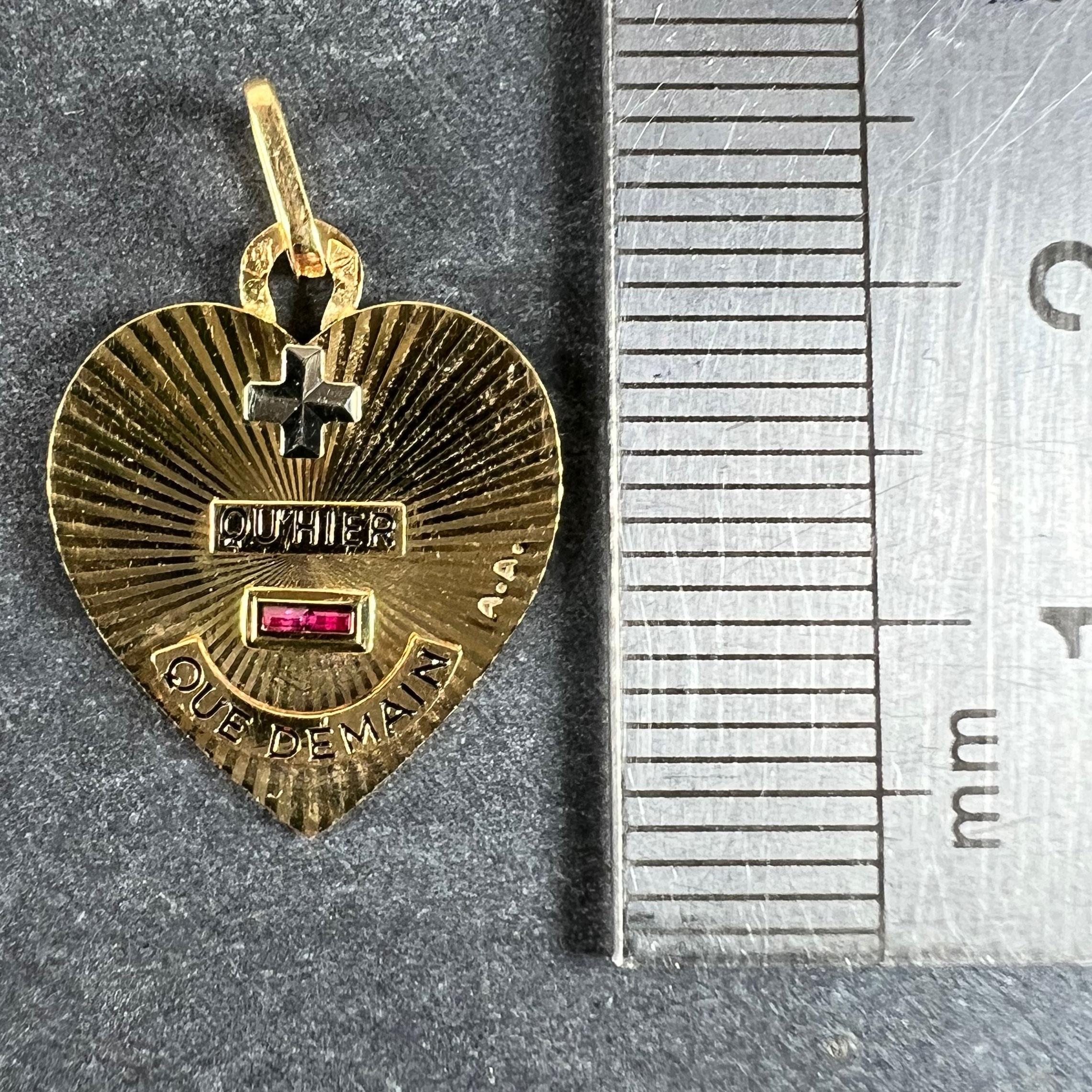 A Augis More Than Yesterday Heart Pendentif en or blanc jaune 18K Rubis Love en vente 4