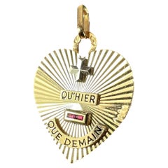 Augis More Than Yesterday Heart 18K Yellow White Gold Ruby Love Pendant