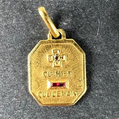 Augis Plus Qu’Hier 18K Yellow Gold Ruby Diamond Love Pendant Charm