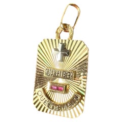 Augis Plus Qu’Hier 18K Yellow White Gold Enamel Ruby Love Charm Pendant