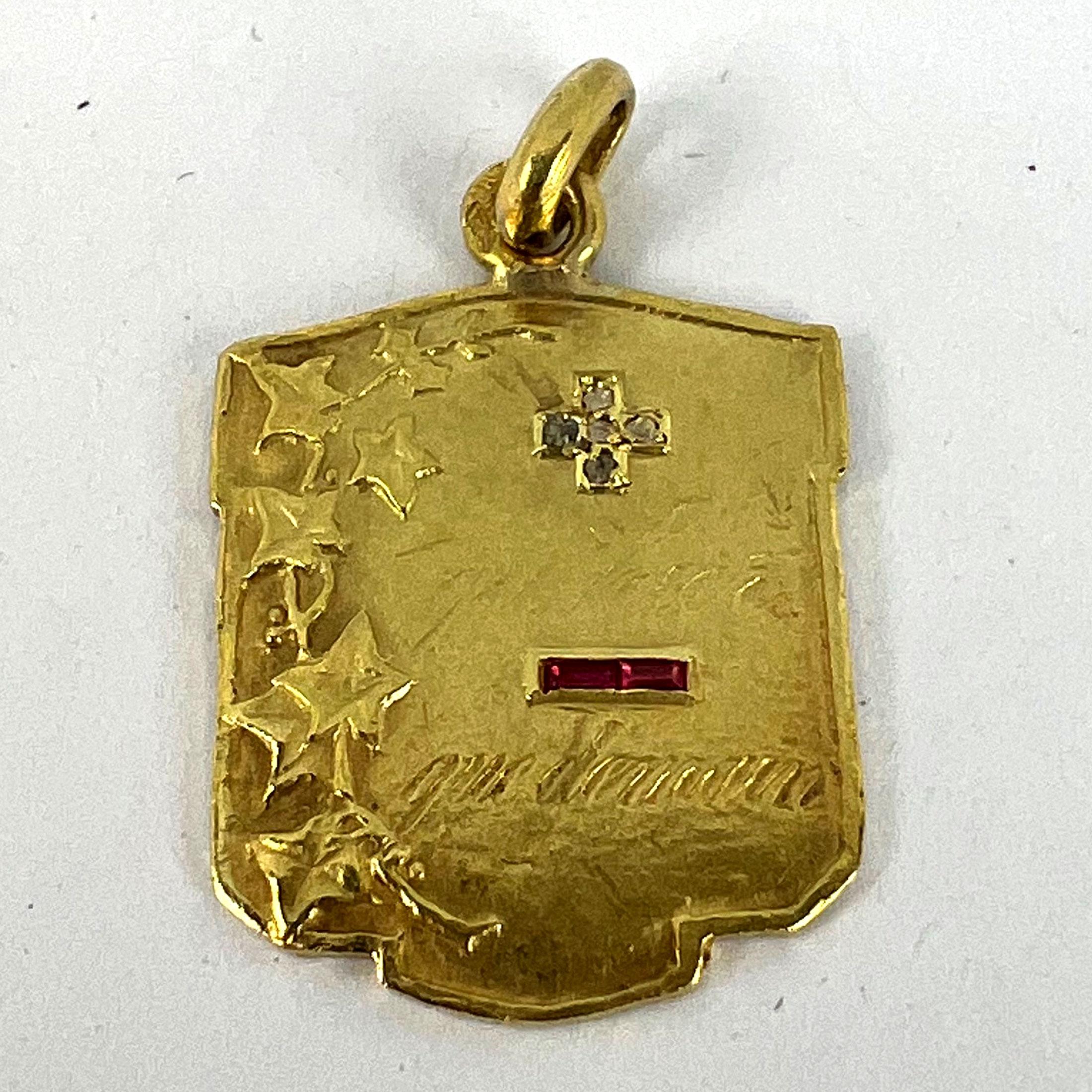 Augis Plus Qu’Hier Ruby Diamond 18K Yellow Gold Love Forever Charm Pendant 7
