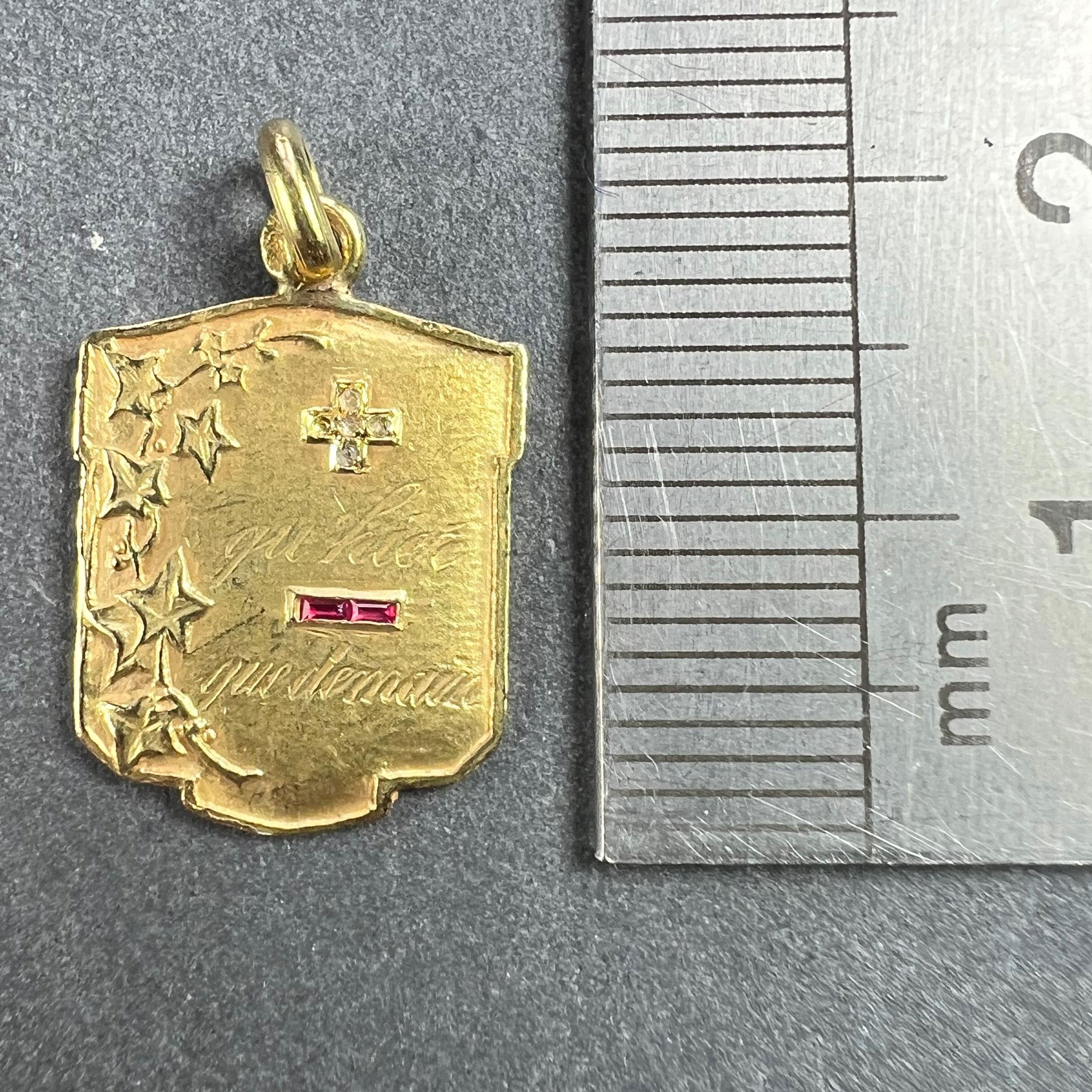 Augis Plus Qu’Hier Ruby Diamond 18K Yellow Gold Love Forever Charm Pendant 4