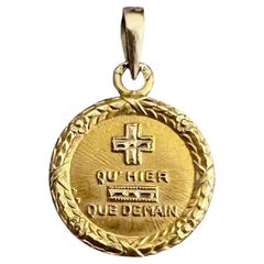 Antique Augis Qu Hier Que Demain Love Medal Love Token 18 ct Gold