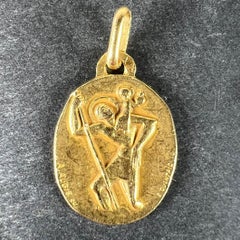 A. Augis Quentric French Saint Christopher Medaglia con ciondolo in oro giallo 18K