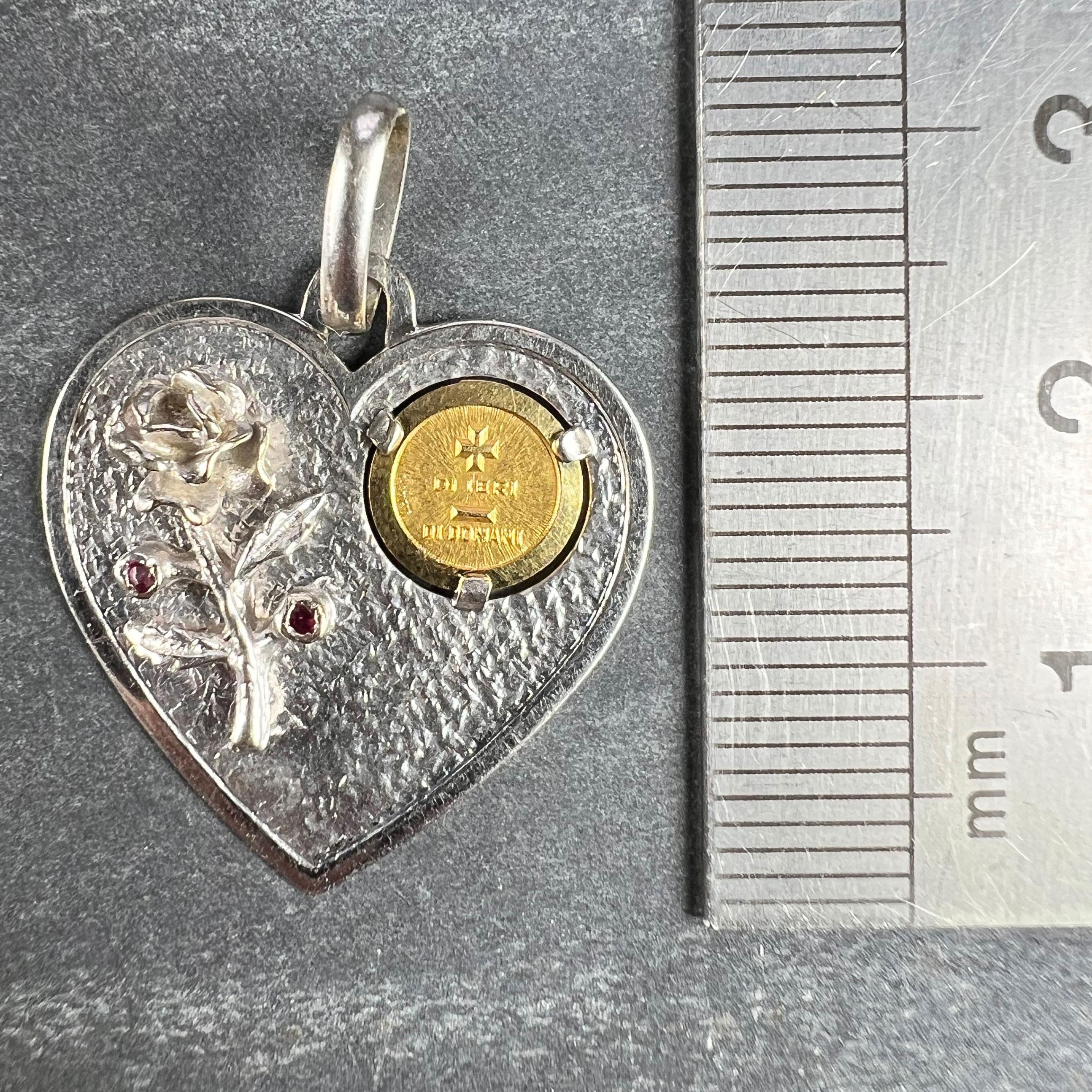 Augis UnoAErre More Than Yesterday Heart 18K Yellow White Gold Love Pendant For Sale 4