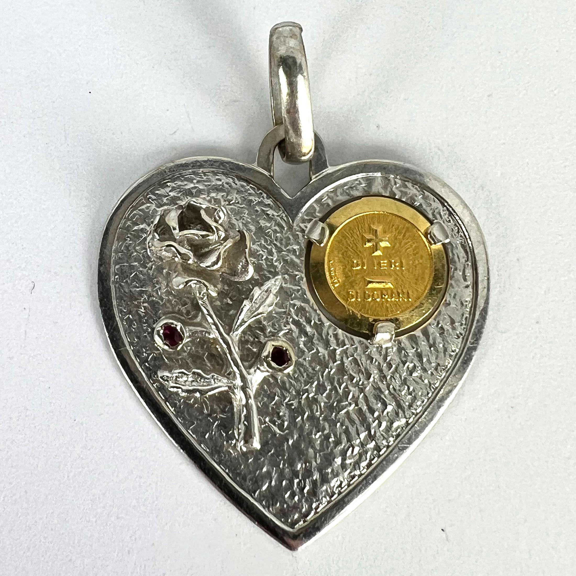 Augis UnoAErre More Than Yesterday Heart 18K Yellow White Gold Love Pendant For Sale 6