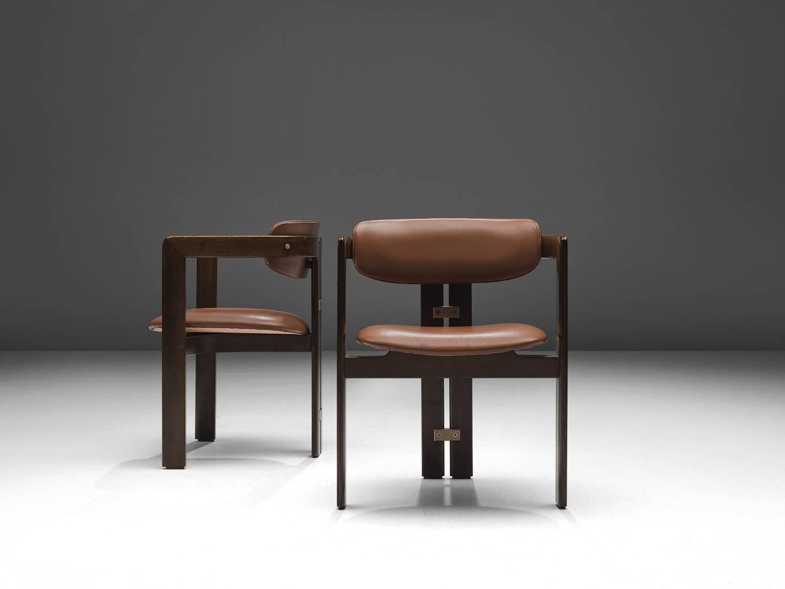Mid-Century Modern Augosto Savini Set of 16 'Pamplona' Chairs with Cognac Leather