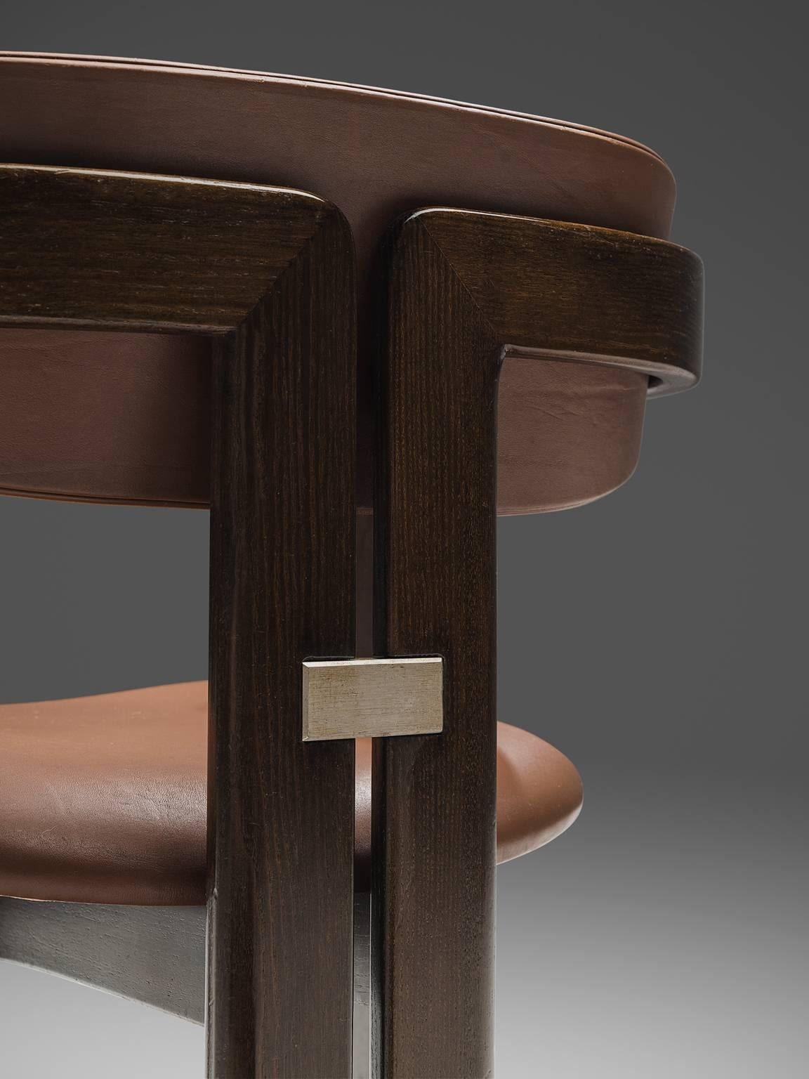 Mid-20th Century Augosto Savini Set of 16 'Pamplona' Chairs with Cognac Leather