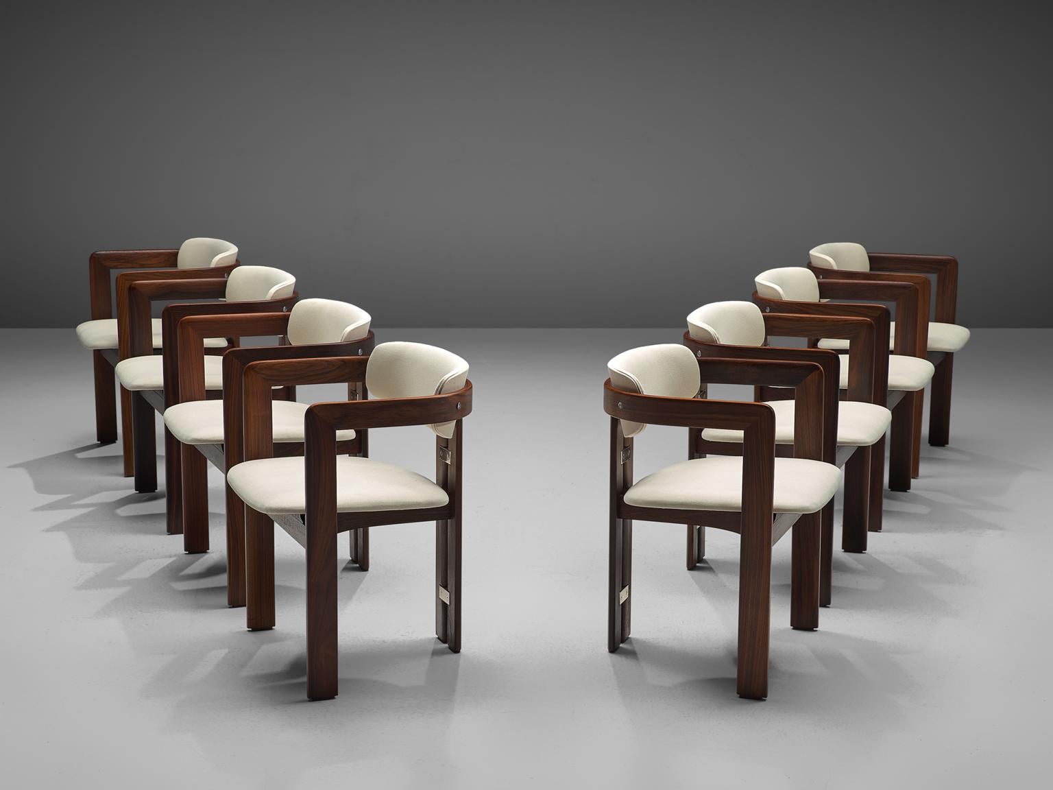 Mid-Century Modern Augosto Savini Set of Eight Reupholstered 'Pamplona' Chairs with Rosewood Frame