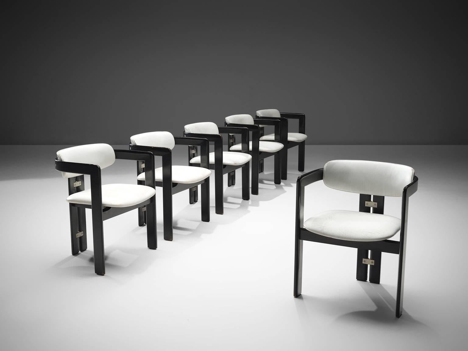 Augosto Savini Set of Six Black and White 'Pamplona' Chairs 3