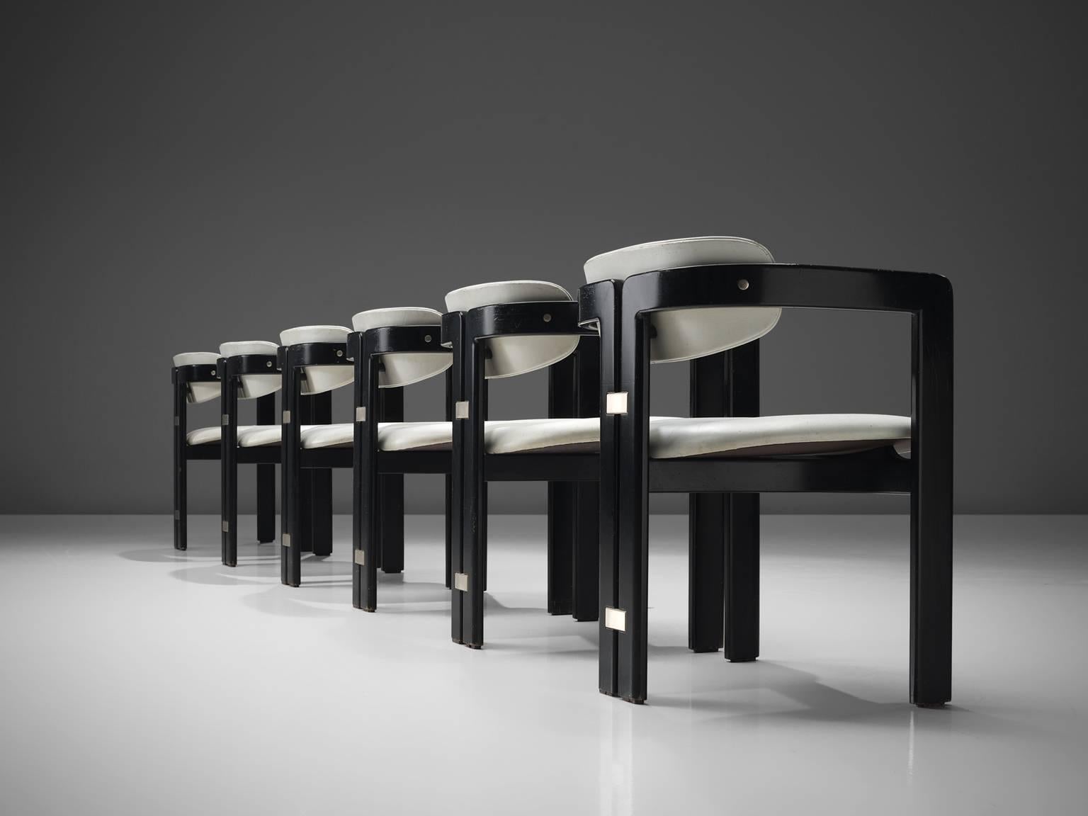 Italian Augosto Savini Set of Six Black and White 'Pamplona' Chairs