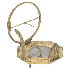 Augsburg portable brass sundial and compass by Andreas Vogler