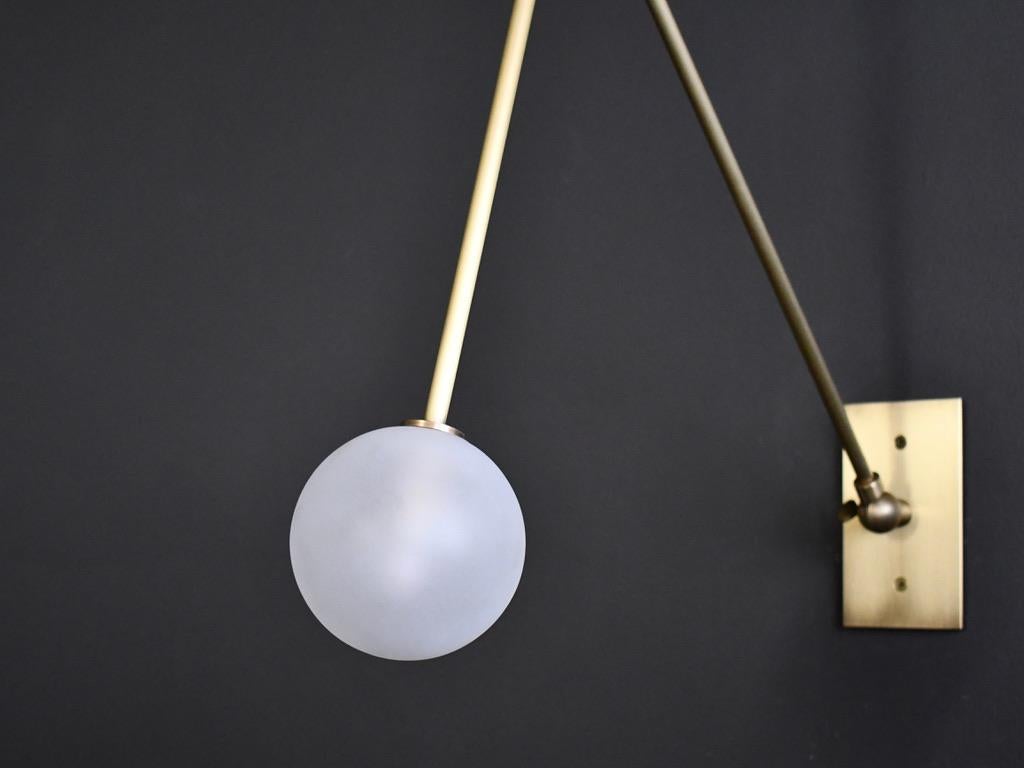 The Auguri wall lamp or reading light is handmade to order by Blueprint Lighting. Auguri is adjustable to suit your needs with it's two articulating joints. This design is strongly influenced by both French and Italian Mid-Century Modernism.

Enamel
