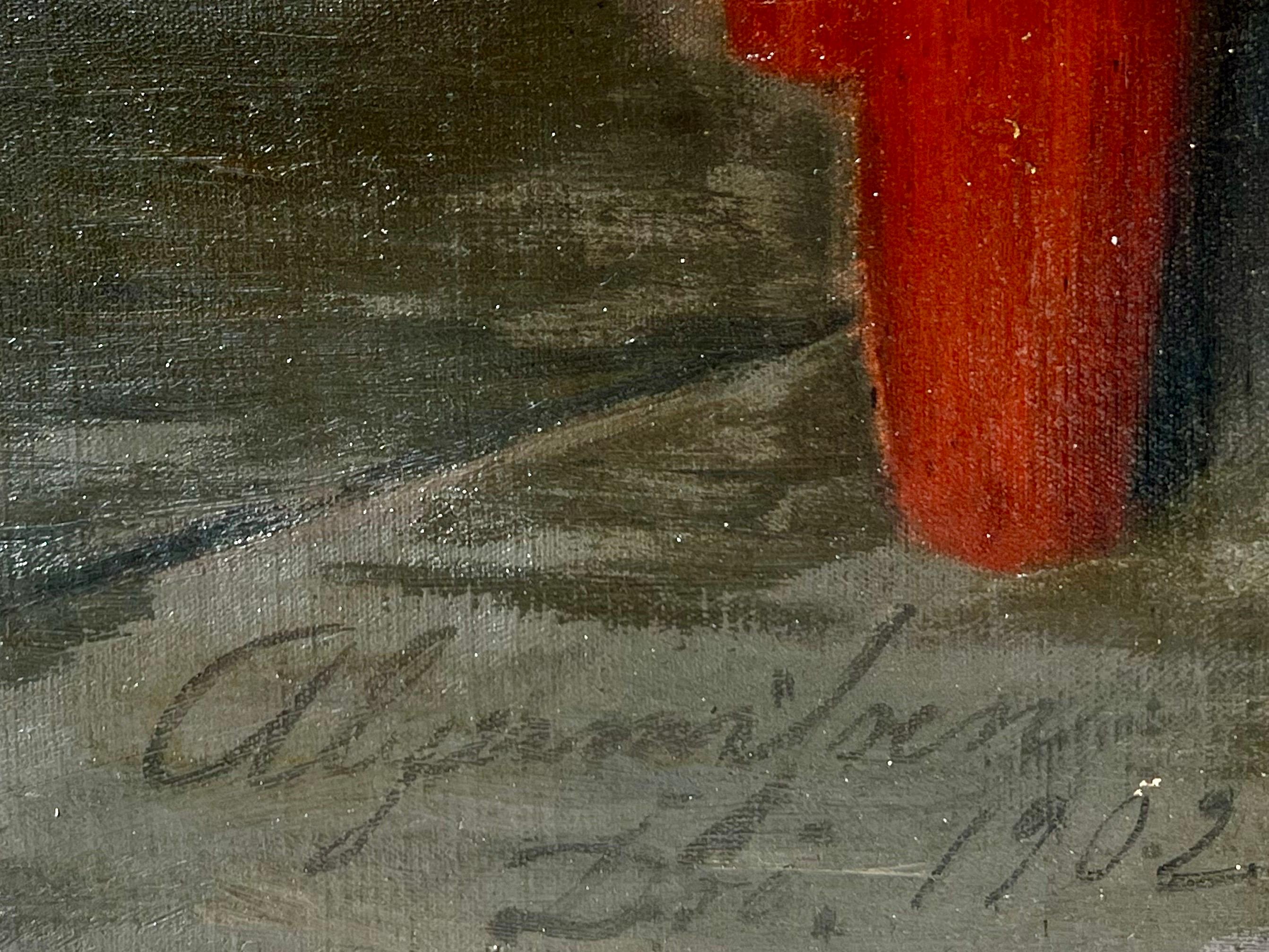 Large oil from 1902 - German school - Portrait of Sisterly love - Sisters Family For Sale 2
