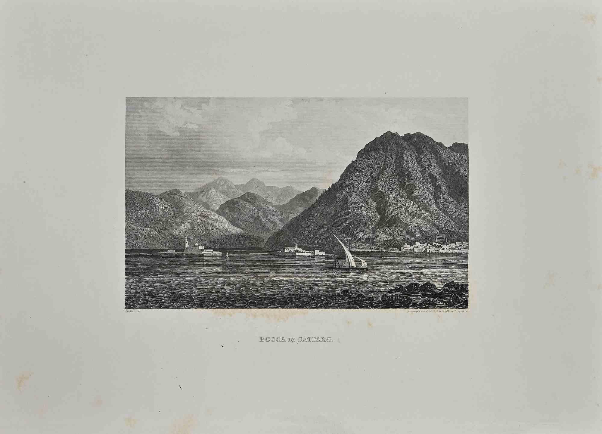 Abstract Print de August Anton Tischbein - Antigua vista de Bocca - Litografía original de A. A. Tischbein - Siglo XIX