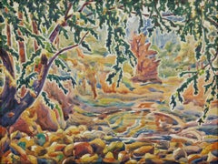 Abstracted Summer Landscape, Creek in the Forest, Cleveland School Artist