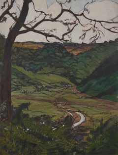 Landscape in West Virginia w/ Tree, Early 20th Century Cleveland School Artist