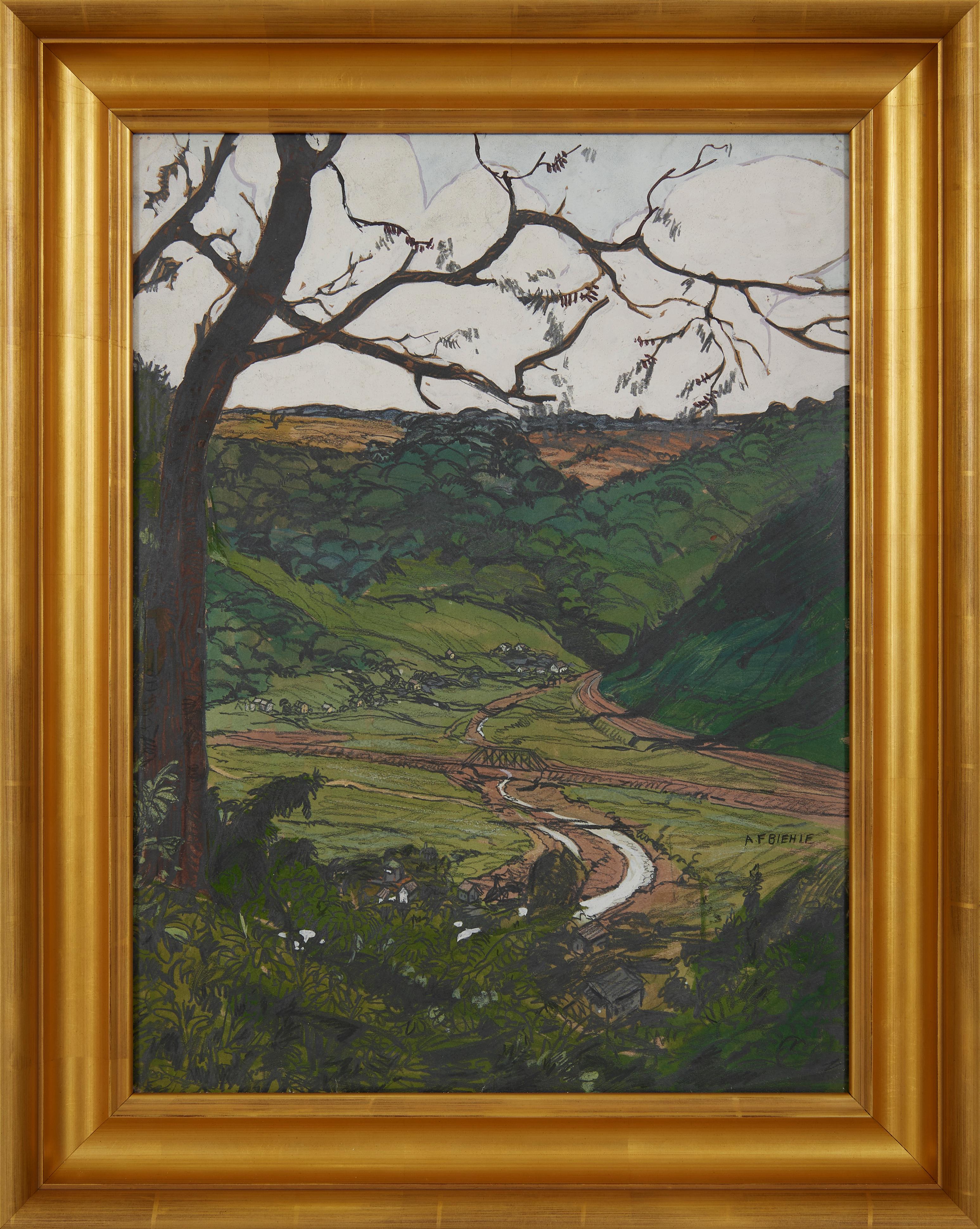Landscape in West Virginia w/ Tree, Early 20th Century Cleveland School Artist