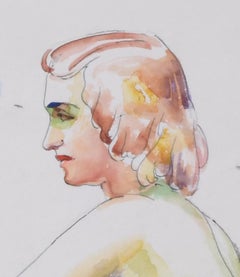 1) Seated Nude facing left, watercolor 2) Seated Nude Facing left graphite