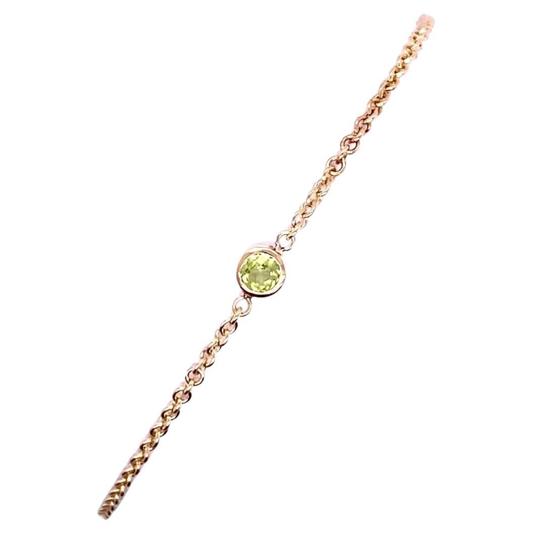 August Birthstone Bracelet set with 0.12ct Round Peridot in 9ct Yellow Gold For Sale