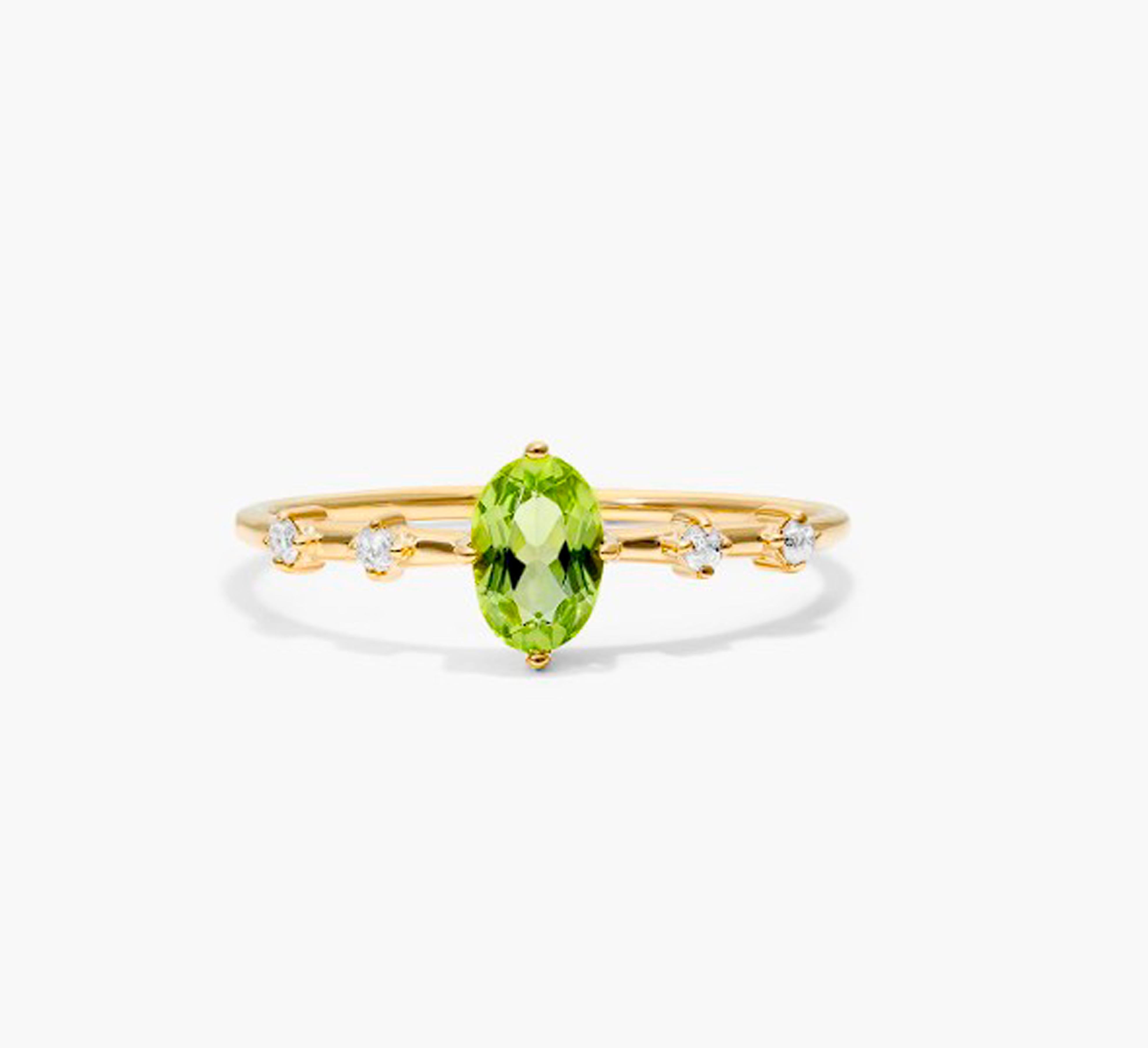 Modern August birthstone peridot 14k gold ring For Sale