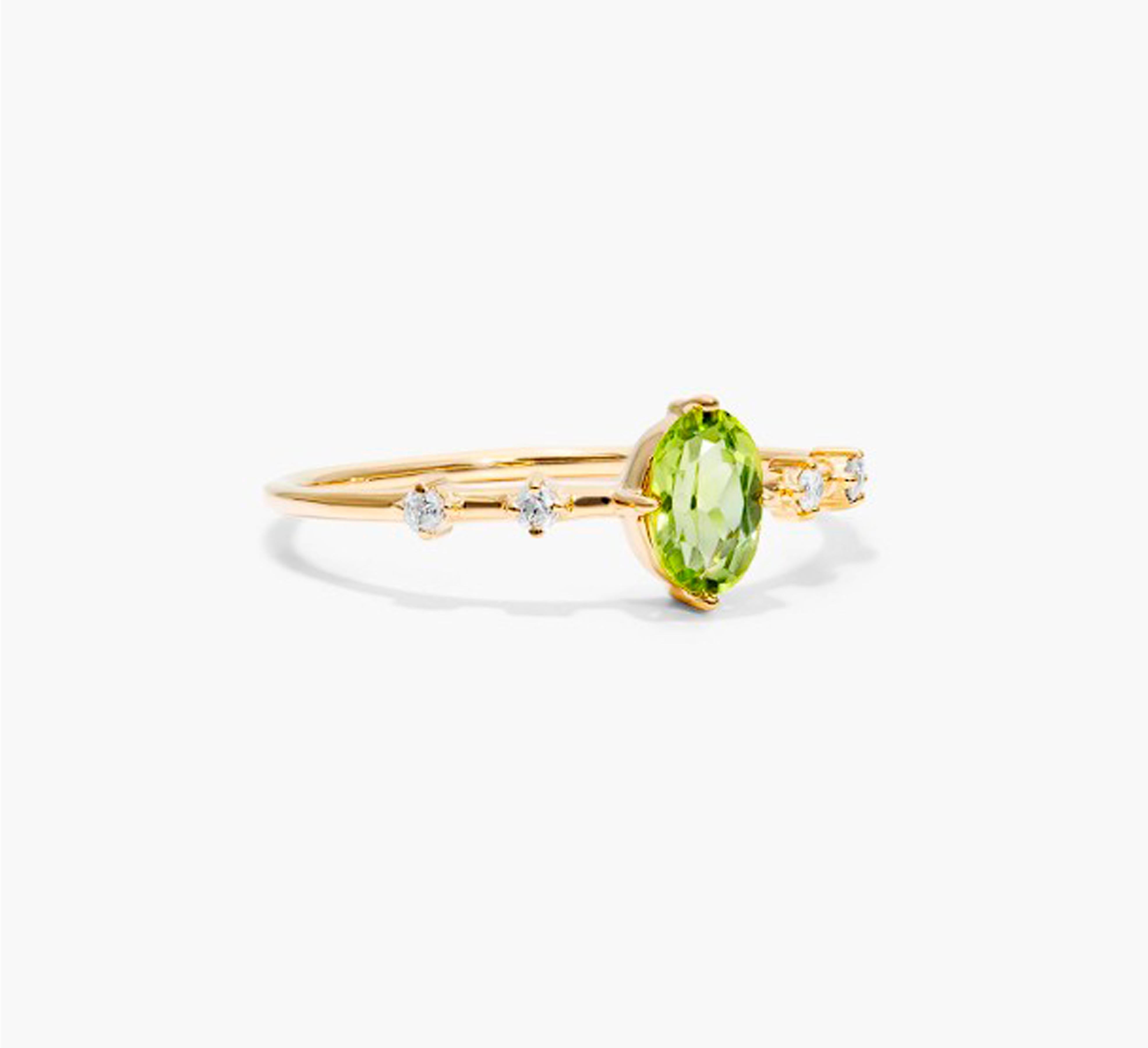 August Geburtsstein Peridot 14k Gold Ring. im Zustand „Neu“ im Angebot in Istanbul, TR