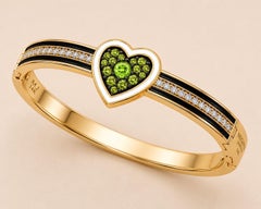 Armband mit Peridot (Geburtsstein des Monats August) und Diamanten in Herzform aus 14-karätigem Gold von Meghna Jewels