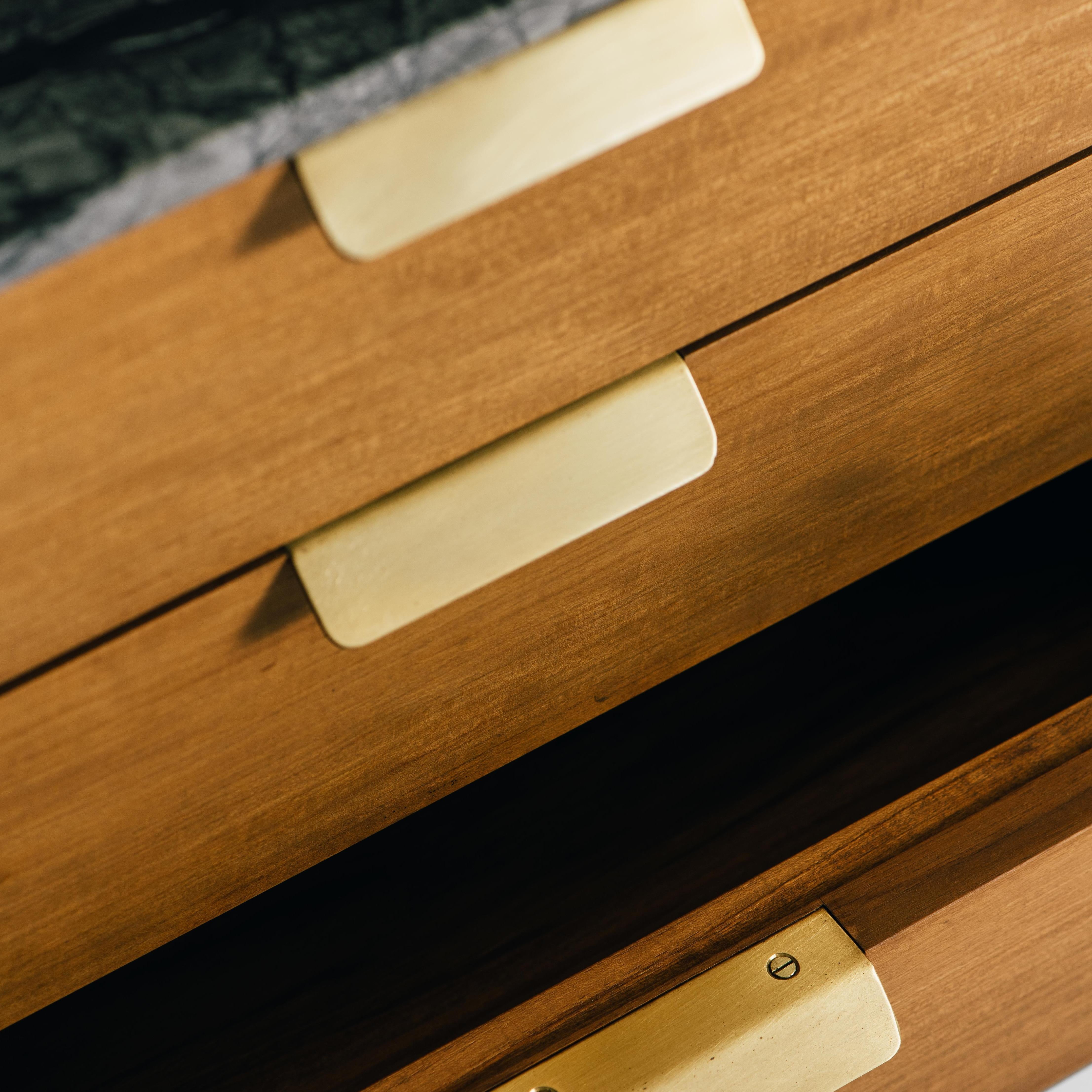 Hand-Crafted August Cabinet - Mid Century Inspired credenza or sideboard in solid teak For Sale