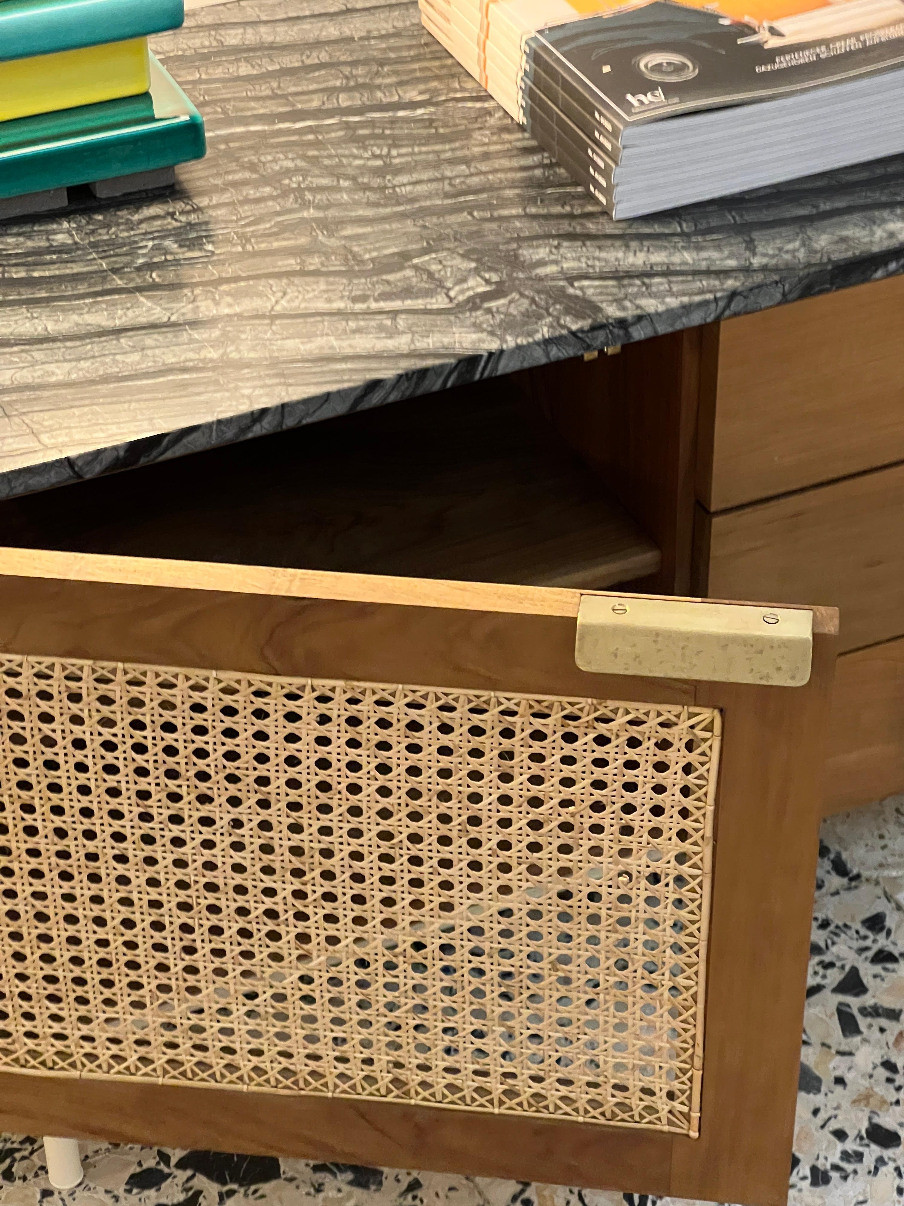 August Cabinet - Mid Century Inspired credenza or sideboard in solid teak For Sale 1