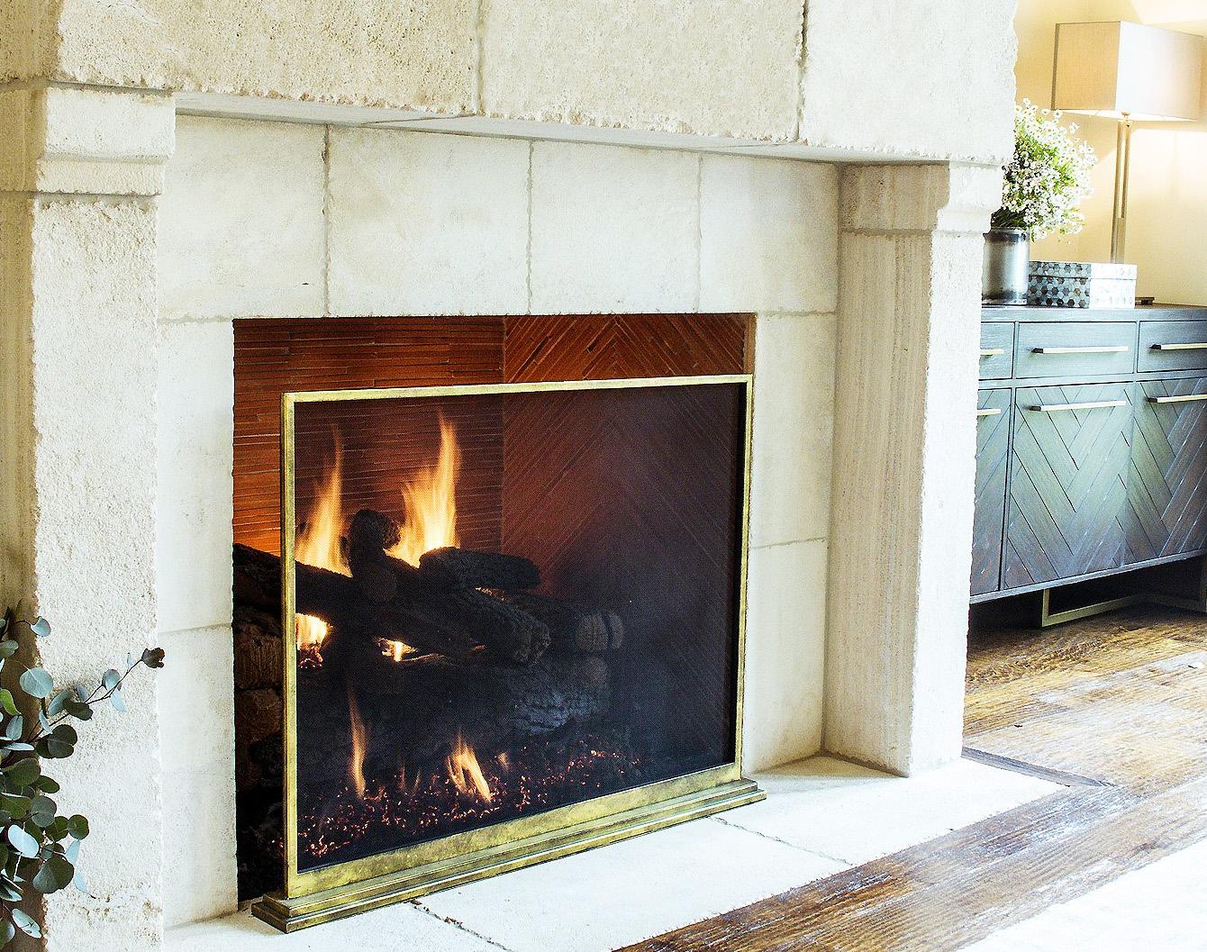 gold fireplace screen