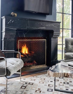 August Minimalist Hand-Forged Fireplace Screen, Aged Gold