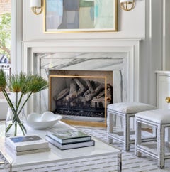 August Modern Fire Screen - Hand-Forged Fireplace Screen in Brilliant Gold