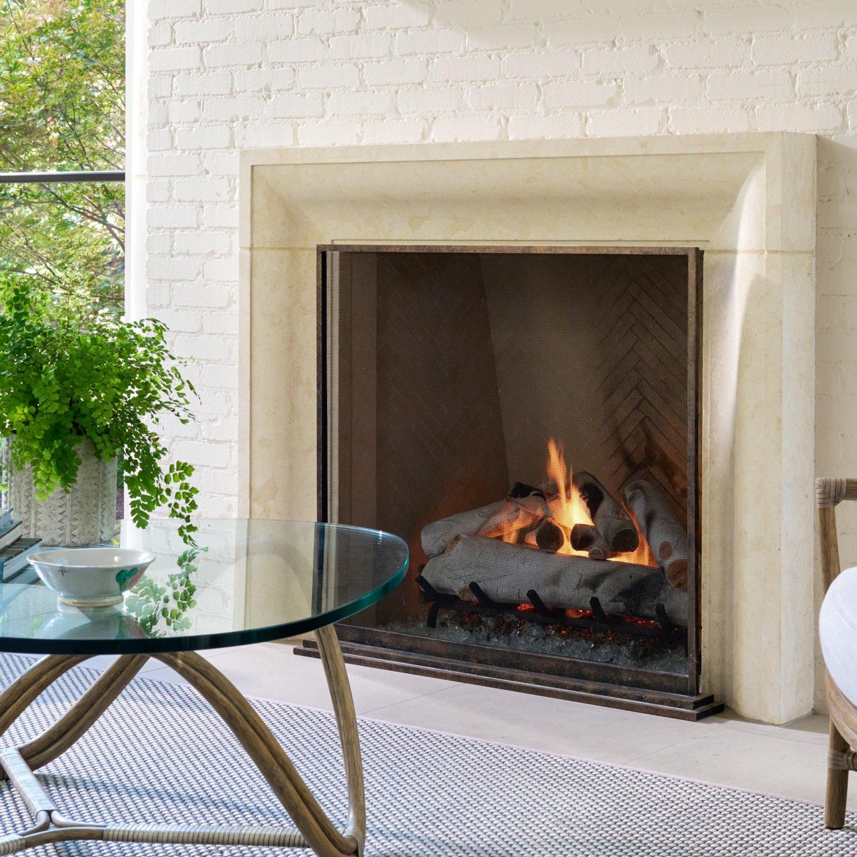 August Fireplace Screen in Brilliant Gold For Sale 2