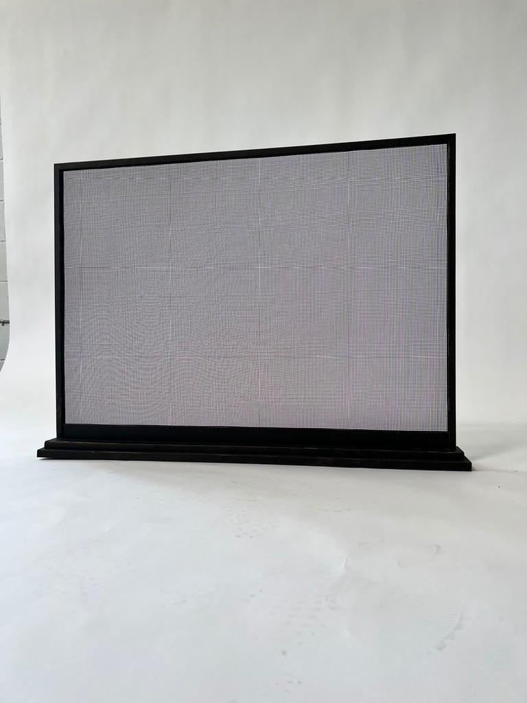 Iron August Fireplace Screen in Warm Black For Sale