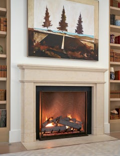 Handcrafted August Modern Fireplace Screen in Aged Silver