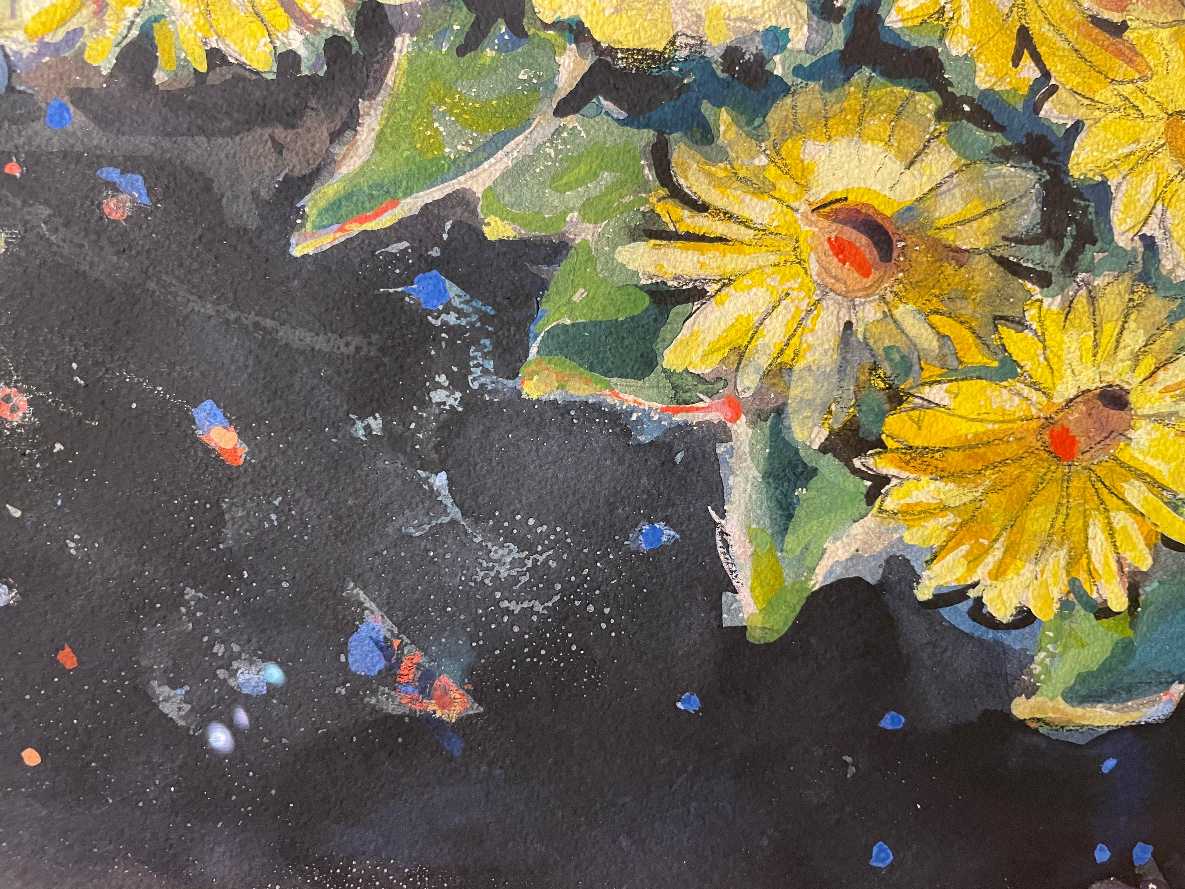 Chrysanthèmes et marguerites Gerbera, grande nature morte florale en vente 2