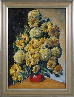 Chrysanthemums & Gerbera Daisies, Large Floral Still Life